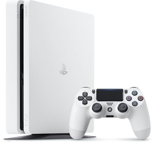 Sony PlayStation 4 Slim 500GB biała + 2x kontroler DUALSHOCK 4- Grade C
